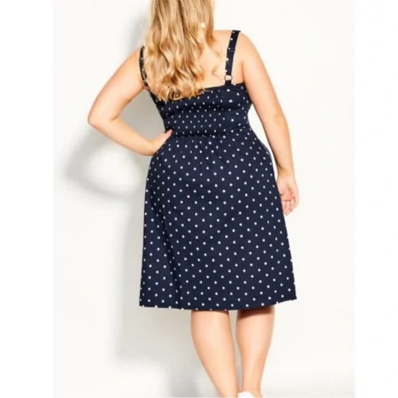 NWT City Chic size XL Black and White Tie with Polka Dot, Button-Down Dress - Picture 6 of 8